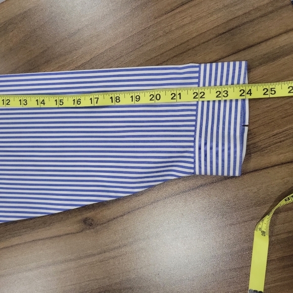 NWOT Chico's Women's Blue/White Stripe Rhinestone Collar Button Up Top Sz 3 - Picture 10 of 12